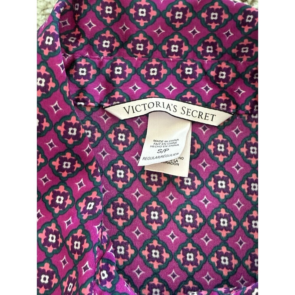 Victoria Secret Women’s Pjs Pink Checked Print Long Sleeve/Pant Silky Set Size S - Picture 3 of 10